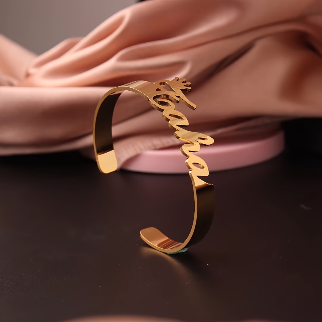 Personalized Princess Crown Name Cuff Bracelet
